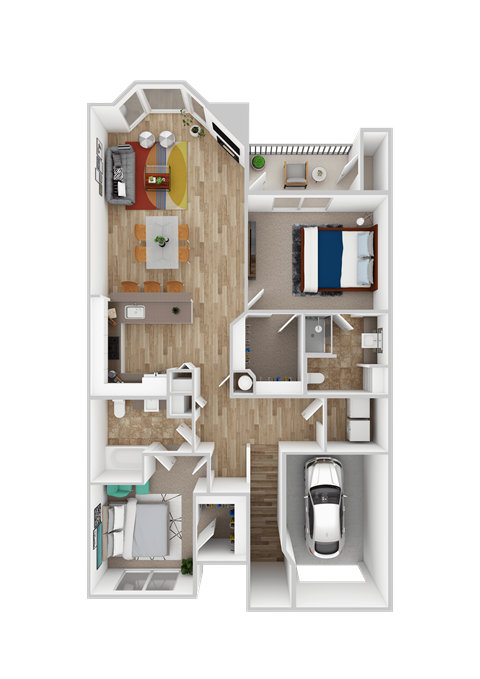 Floor plan for 2 beds, 2 baths, 1120 sqft